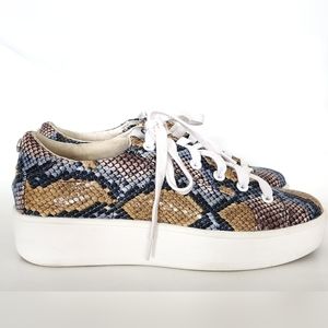 Steve Madden Bertie Faux Snakeskin Platform Sneakers Lace Up Sz 8.5